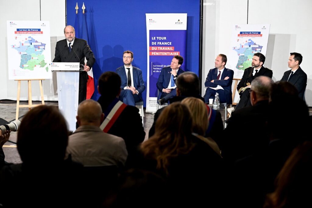Éric Dupond-Moretti, garde des Sceaux, au centre pénitenciaire de Bois d'Arcy (78) - avril 2023
